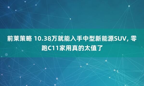 前莱策略 10.38万就能入手中型新能源SUV, 零跑C11家用真的太值了